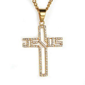 COPY - Rhinestone JESUS Name Christian Cross Neck…